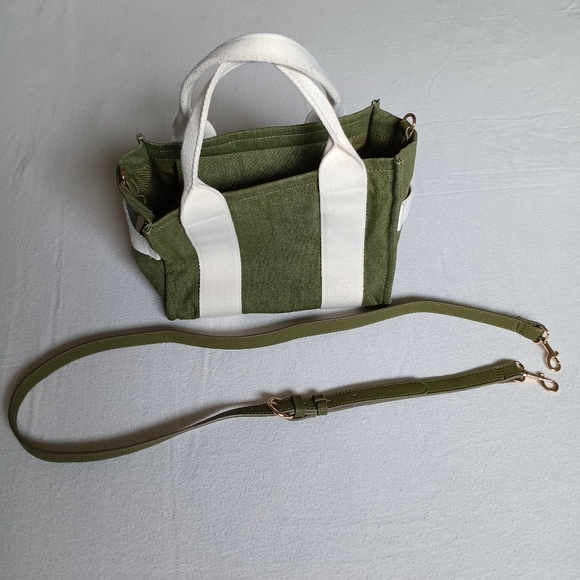 Universal Thread Handbags - Universal Thread Green and White Tote Bag with Adjustable Strap